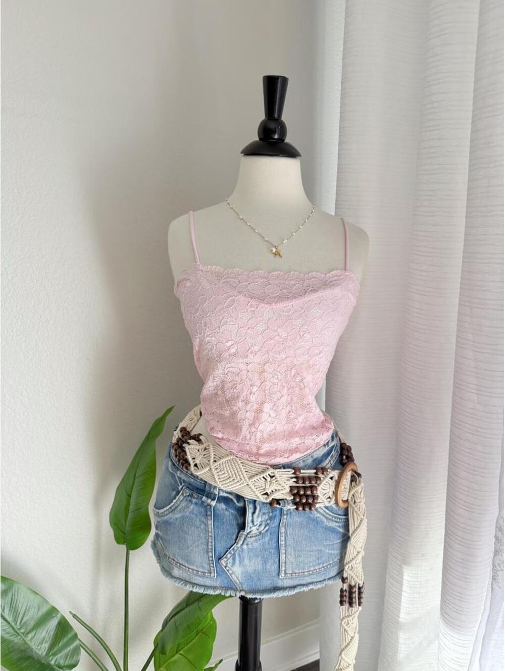 Y2K Pink Lace Cami